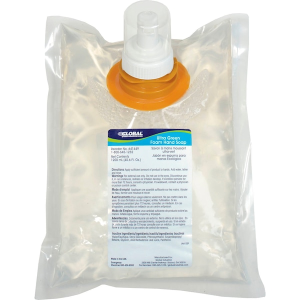 Global Industrial Ultra Green Foam Hand Soap 1200ml Refill, 6PK 641449 - main